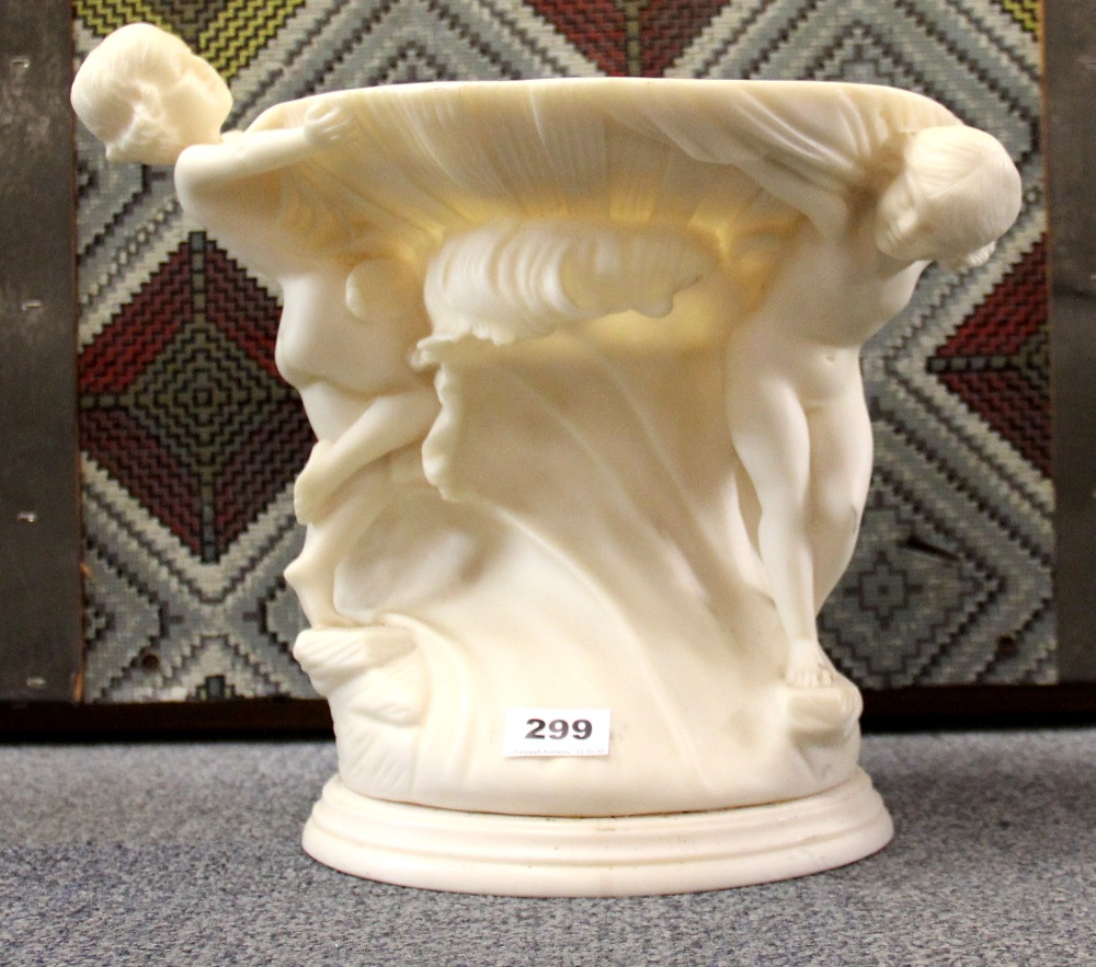 A large resin cherub bowl centrepiece, H. 33cm.