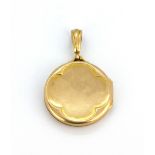 A 9ct yellow gold locket pendant, L. 3.7cm.