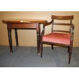 A Victorian oval mahogany tea table, 91 x 61cm, together with a Regency mahogany chair.