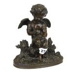 A 19th Century bronze figure of a cherub, H. 21cm.