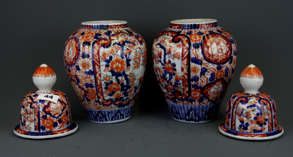 A pair of 19th Century Japanese Imari porcelain jars and covers, H. 33cm. - Image 2 of 2