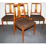 A set of four 1970's G plan style teak dining chairs.