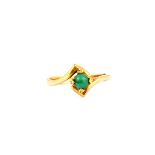 A 14ct yellow gold turquoise set solitaire ring, (N).