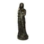 A 19th Century classical bronze figure of a young woman, H. 35cm. Condition: Originally with wood or