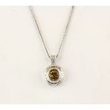 A 925 silver and citrine pendant and chain.