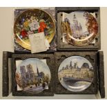 A quantity of Coalport collectors plates and French Cathedral collectors plates.