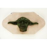 Star Wars interest. An interesting hand-made three-dimensional papier mache wall plaque of Yoda,
