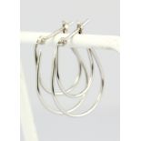 A pair of 9ct white gold hoop earrings, L. 2.5cm.
