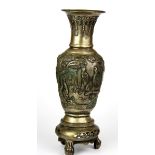 A Chinese silvered bronze vase decorated with courtiers in a garden. H. 29cm