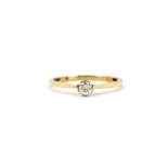 A 9ct yellow gold diamond set solitaire ring, (N).
