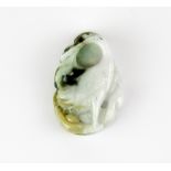 A Chinese carved jadeite jade amulet of a crane with a lotus back, H. 6cm.