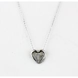 A 9ct white gold diamond set heart shaped pendant and chain.