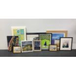 A quantity of mixed framed pictures.