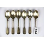 Six hallmark silver teaspoons.