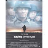 Cinema interest. A double sided printed plastic movie poster for Saving Private Ryan, 169 x 120cm.