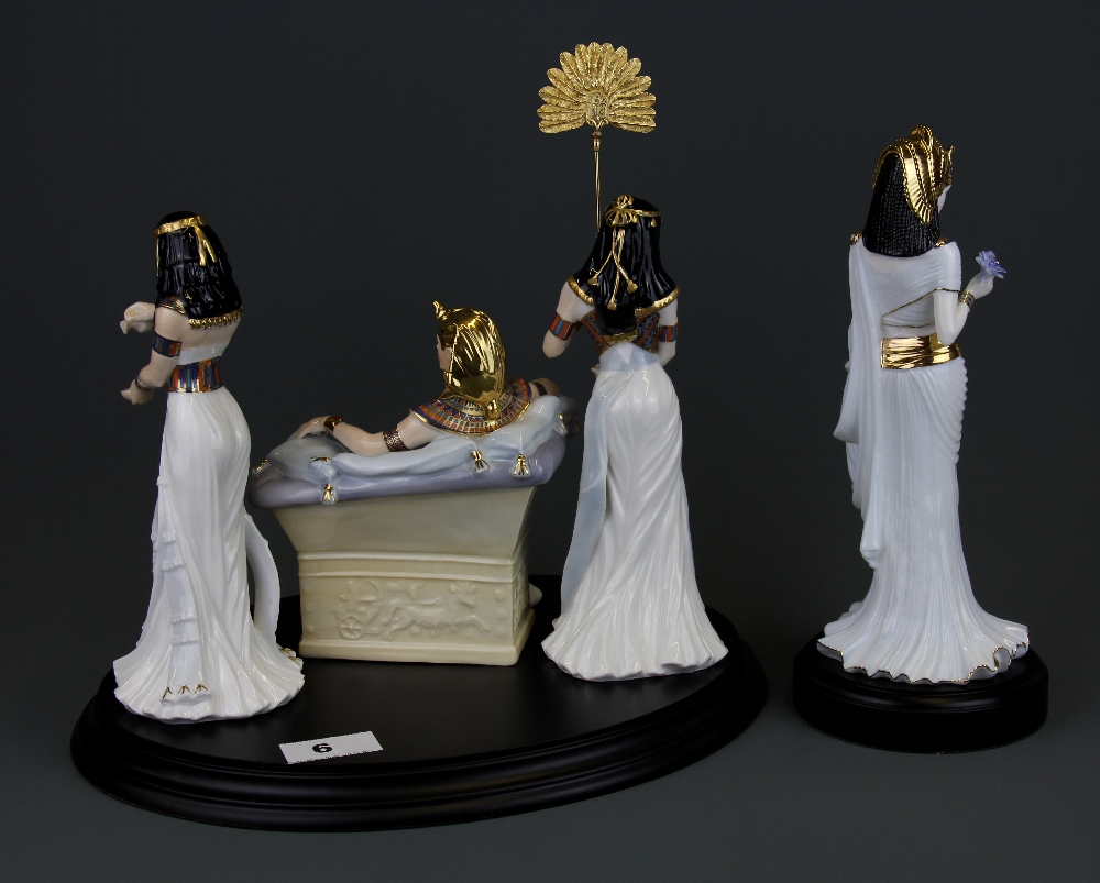 A group of Royal Worcester 'Court of Tutankhamun' limited edition (395/500) porcelain figures on a - Image 2 of 4