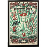 A pencil signed hand screen printed limited edition 15/100 Festival Girl poster, frame size 43 x