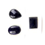 Three large individually boxed sapphires, 64.2ct, 88.3ct, 89.7ct.