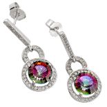 A pair of 925 silver drop earrings set with mystic topaz, L. 3cm.