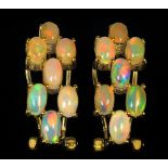 A pair of 925 silver gilt opal set earrings, L. 2.5cm.