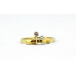 A 14ct yellow and white gold (stamped 585) diamond set ring, (O).