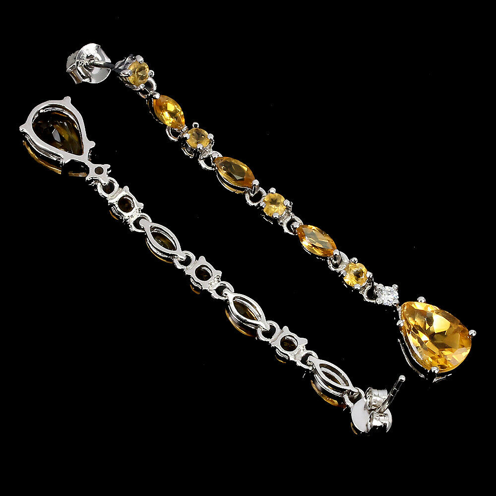 A pair of 925 silver drop earrings set with citrines and white stones, L. 5.8cm. - Image 2 of 2