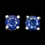 A pair of 925 silver sapphire set stud earrings, Dia. 0.4cm.