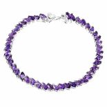 A 925 silver bracelet set with marquise cut amethyst, L. 17.5cm.