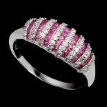 A 925 silver ruby and white stone set ring, (P.5).