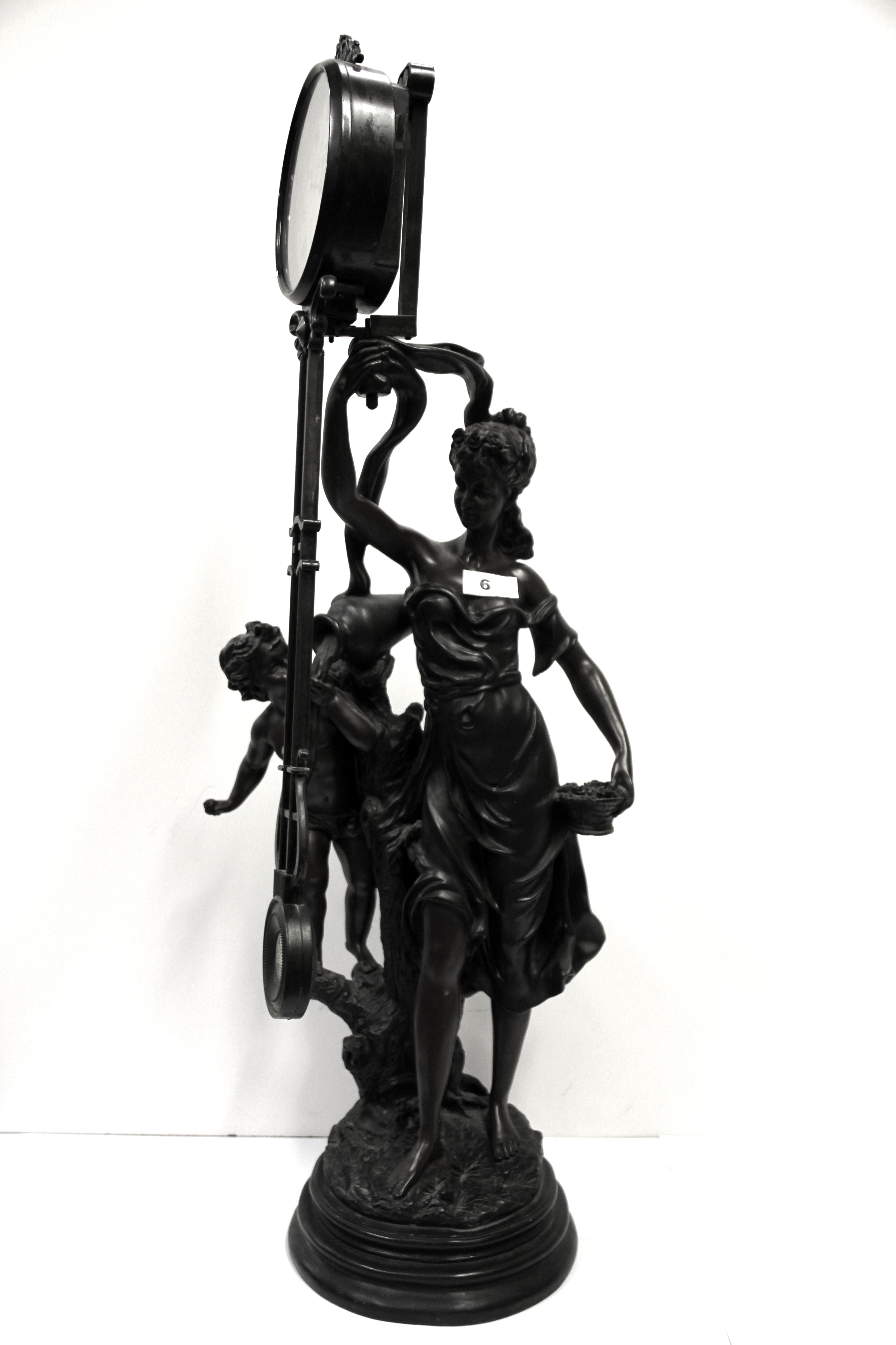 A large Victorian style resin figure holding a clock, H. 84cm. - Image 2 of 2