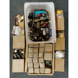 Two boxes of mixed fuses, valves etc.