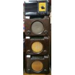 Three Bush bakelite radios, W. 30cm. together with a Universal vintage radio.