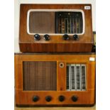 A wooden cased Cambridge PYE England model T.19.D with a further wooden cased Philco radio,