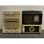 A His Master's Voice 1507 vintage radio, an Ekco radio and a Little Maestro Pilot radio.