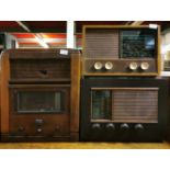 A wooden cased 105 Ferranti radio further with a wooden cased KB radio with a large His Masters