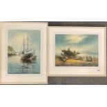 Two attractive framed watercolours of coastal scenes, frame size 53 x 41cm. 52 x 43cm.