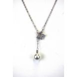 A 925 silver pearl set adjustable necklace