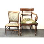 A Georgian mahogany armchair and an inlaid mahogany nursing chair.