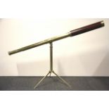 A large Gilbert and Co (1789-1817) triple extending brass and mahogany library telescope with