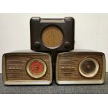Three vintage Bush Bakelite radios.