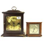 An oak cased Elliot mantel clock together with a further mahogany cased mantel clock, largest H.