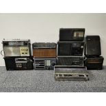 Ten mixed vintage transistor radios.