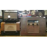 A vintage Morphe radio together with a bush radio and a further vintage radio.