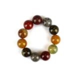 A mixed agate bead bracelet, Dia. 9cm.