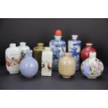 A group of ten Chinese porcelain snuff bottles.