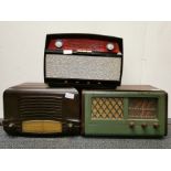 A wooden cased His Masters Voice radio, model number 1115 together with a Cossor Bakelite radio with