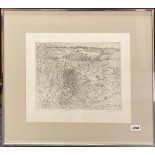 A framed pencil signed limited edition 43/75 etching entitiled 'Stubble field and wild flowers' by