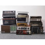 Ten mixed vintage portable radios.