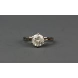 A 950 platinum solitaire ring set with an approx. 0.80ct brilliant cut diamond, (H). Condition