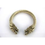 A heavy Chinese white metal dragon bangle.